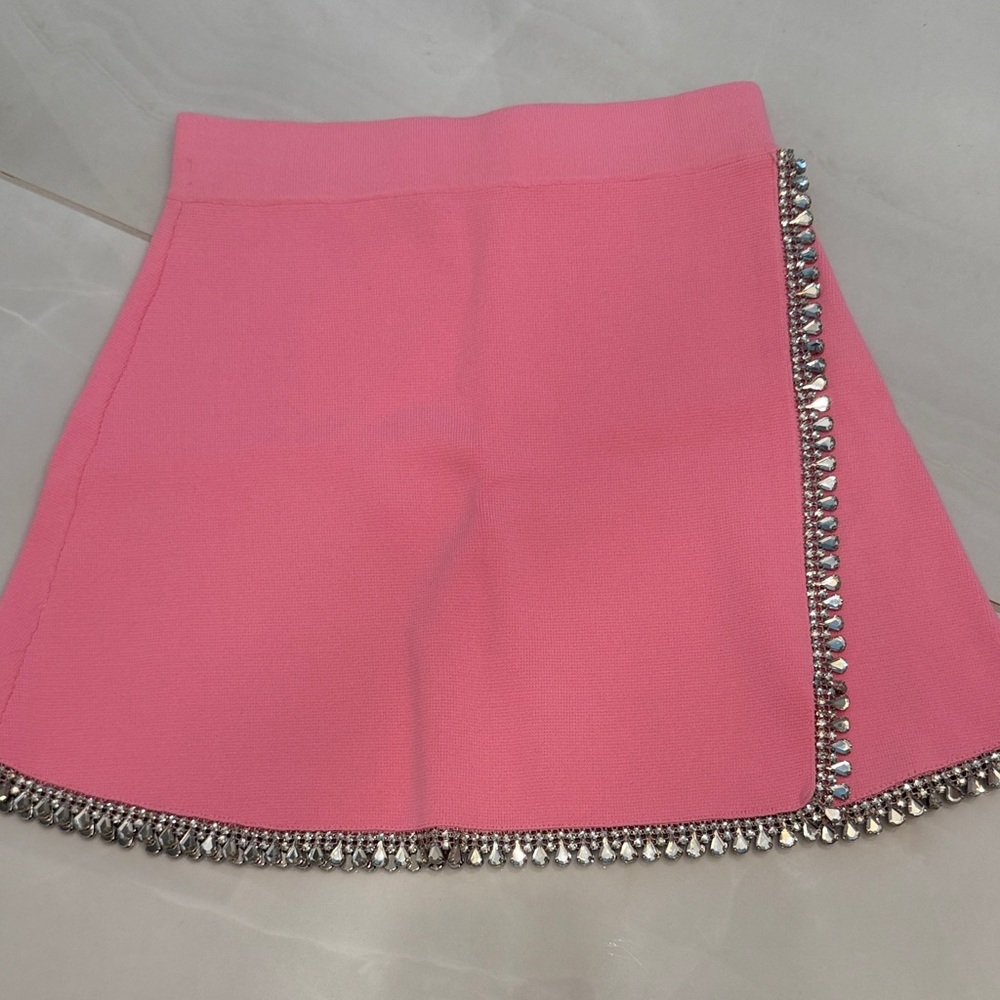 Zara Pink Mini Skirt with Silver Embellishments